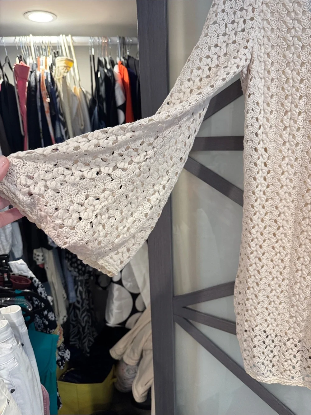 Free People Ivory Crochet Tunic with Signature Metal Tag